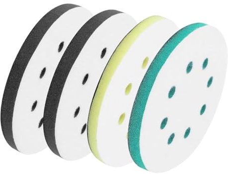 Veemoon 4pcs Foam Sanding Pads Soft Round Backing Cushion for Sanders Dual-Sided Interface for Polishing Uneven Surfaces Versatile Density Options for Woodworking