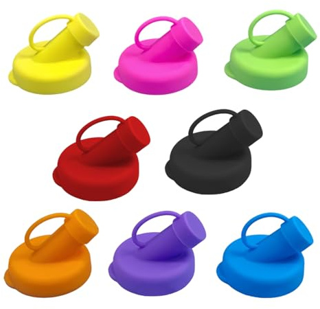 Silicone Milk Bottle Pouring Lids Odourless Leakproof 8 Pack | Drinking bottle pouring lid, reusable, flexible, food-safe, leak-proof, BPA-free, for milk, safe