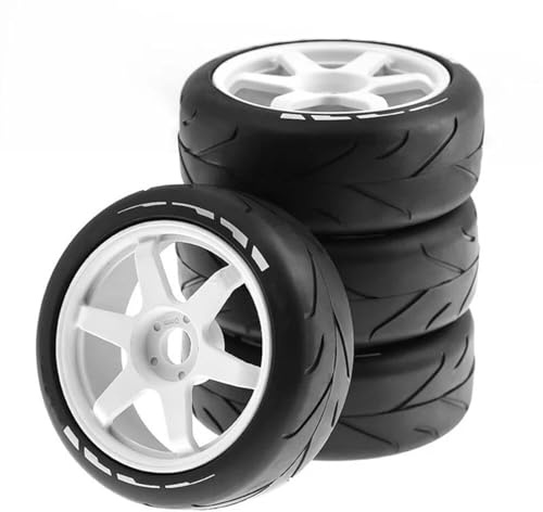 Compatible with Raytheon for Avenger for Zhiding for Hongnuo Suitable for 1/8 RC Remote Control Flat Running Trolley Tires 17Mm Coupler RC Wheel Tires(White)