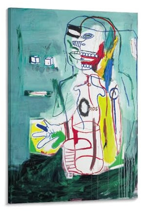 WAONZZAI Jean Michel Gemälde-Poster, Straßenkunst, Graffiti, ohne Titel, Wandkunst, Poster, Raum, ästhetische Leinwanddrucke, Heimdekoration, Gemälde, Rahmen, 50 x 75 cm