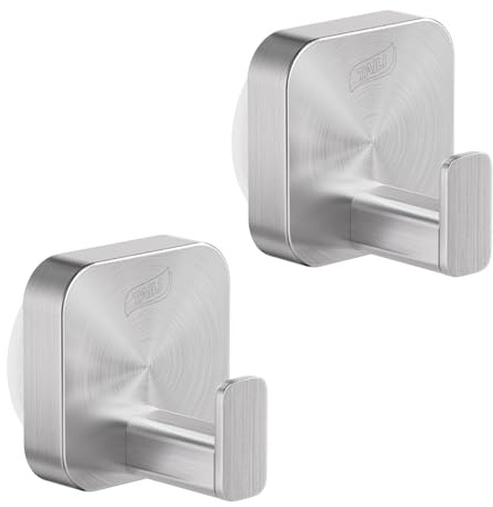 TAILI Ganci per asciugamani da bagno con ventose senza foratura, in acciaio inossidabile, riutilizzabili, ganci per doccia e bagno, impermeabili, resistenti, ganci rimovibili per doccia, cucina
