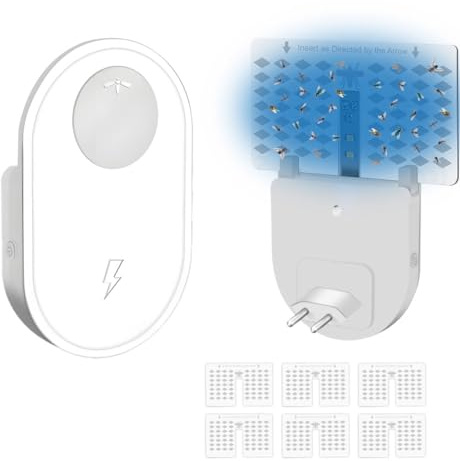 QUMOX Lámpara antimosquitos enchufable para Interiores con luz UVA, sin Ruido ni Olor, atrapa Insectos, luz Nocturna para polillas, Moscas, Moscas de la Fruta y jejenes