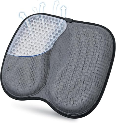 Cuscino ortopedico in gel a nido d'ape, per alleviare il dolore alla sciatica, antiscivolo, per auto/ufficio/sedia a rotelle, con comfort rinfrescante (grigio)