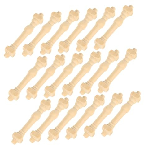 VILLFUL 24 Piezas Accesorios de Pasamanos de Madera para Casas de Muñecas de Columnas Miniatura de Escaleras Fáciles de Instalar Decoración DIY Diseño Elegante y Realista