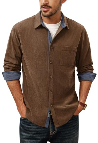 PJ PAUL JONES Men's Flannel Shirt Button Down Casual Lightweight Jacket Brown XL