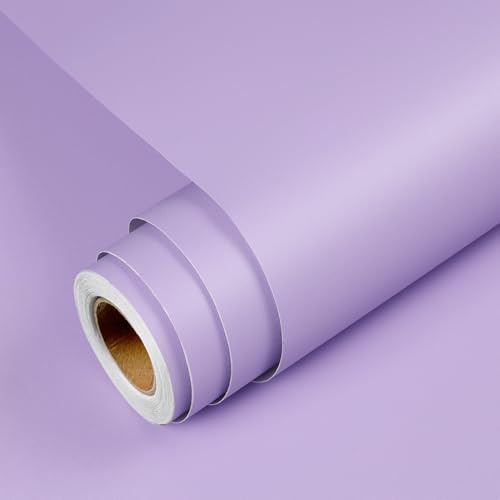 YENHOME Papel Pintado Autoadhesivo Lila Dormitorio Niña 40x300cm Papel Adhesivo para Muebles Morado Mate Tapiz Paredes Habitación Infantil Niña Película Autoadhesiva para Muebles Armario Tabla