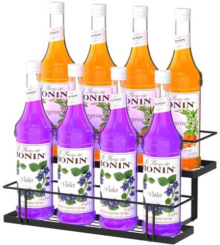 Invech 8 Bottle Capacity Coffee Syrup Organizer, 2 Tier Coffee Syrup Rack for Kitchen Coffee Bar, Metal Wine Rack for Family & Bar Countertop