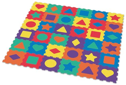 Deke Home - Alphabet Foam Play Mat for Kids, 36 Interlocking EVA Tiles, 72x72 Floor Mat with Letters & Numbers, Non-Toxic, BPA-Free Puzzle Mat for Toddlers, Baby Crawling & Playroom Use (Geometric)