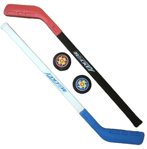 HoveeLuty Kinderhockey-Set, Street-Floor-Training, Kinderhockeyschläger mit 2 Bällen für Kinder, Jungen und Mädchen, Indoor Outdoor, Blau/Rot, Kleinkinder-Hockey-Set, Hockey-, Street-Hockeyschläger