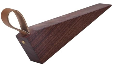 SHERCHPRY Solid Wood Nordic Door Stopper Wedge Heightened Wooden Door Blocker for Household Use Small Walnut Color for Home and Office