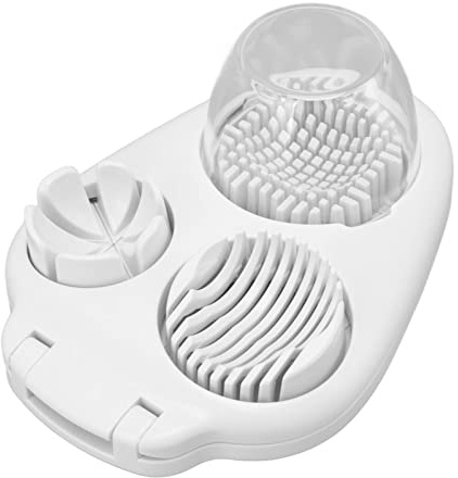 Riuulity Taglia Uova Sode, 3 modalità di Affettatura Taglia Uova con Contenitore per Decorazione, Insalata, Utensile da in Materiale ABS Premium