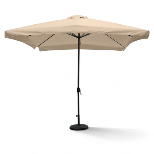 MEGAOFFERTE.IT Ombrellone Quadrato Da Giardino Con Tela Resistente In Poliestere Cotone Apertura A Manovella Supporto In Acciaio Per Terrazzo Patio Bordo Piscina Zona Relax 3x3 Metri Tortora