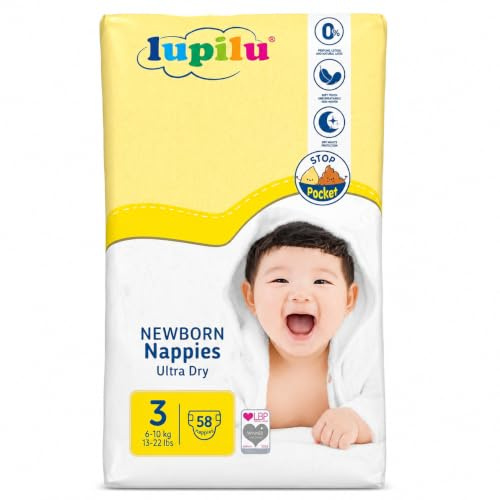 Lupilu Windeln für Neugeborene, Größe 3, Ultra Dry, 6-10 kg, weicher Auslaufschutz, 58 Stück
