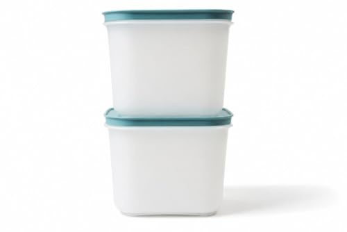 TUPPERWARE Gefrier-Behälter 1,1 L (2) weiß-blau hoch Eiskristall Eis-Kristall P 21652