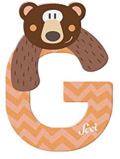 Sevi 83007 Animal Letra G Grizzlybär aprox. 10 cm Letras de puerta para habitación infantil ABC Juguete educativo de madera Juguete educativo para niños a partir de 3 años Letra animales