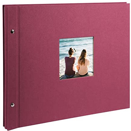 goldbuch 28808 Schraubalbum mit Fensterausschnitt, Bella Vista, 39 x 31 cm, Fotoalbum mit 40 weiße Seiten mit Pergamin-Trennblättern, Album erweiterbar, Fotobuch aus Leinen, Fuchsia