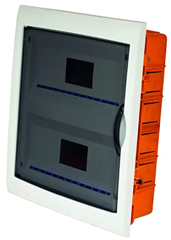 Electraline 60449 Centralino da Incasso, 24 Moduli, Con Sportello, IP40, Bianco/Arancione