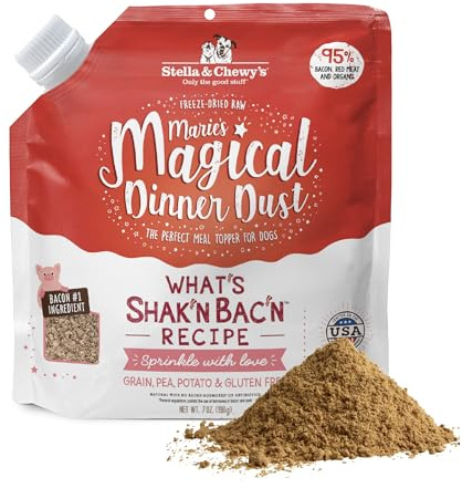 Stella & Chewy's Freeze-Dried Raw Marie's Magical Dinner Dust - Premium Bacon Dog Food Topper with Organic Fruits & Vegetables - Perfect for Picky Eaters - 7oz