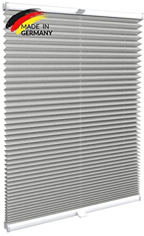 Gardinen21 Plissee nach Maß zum Kleben | Jalousien Rollo mit Klebefunktion | Sonnenschutz und Sichtschutz | Maßgefertige Fenster & Türen Rollos inSilber