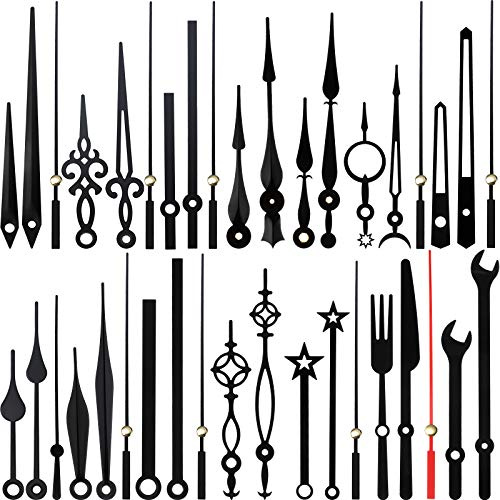 14 Stile Uhrwerk Mechanismus, Nicht Tickende Zeiger, Aluminium Uhrzeiger, Ersatz von DIY Ersatzteilen für Uhr Reparatur, 14 Stile von Größen, Schwarz
