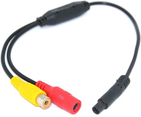 Meimeier Adaptateur 4 Broches Vers RCA Mâle/Femelle (A/V) - Interrupteur de Fil Pour Caméra de Recul