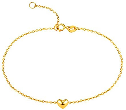 Beydodo Gold Armband 750 16CM Damen, Schmal Gliederarmband mit Herz Bettelarmband Frauen Armband für Charms