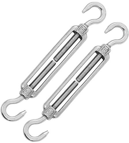 OULVLIFE M12 Spannschloss 304 Edelstahl, verstellbarer Drahtseilspanner, strapazierfähige Haken, 2 Stück für Installationszelt, Hausaufhängung, Gartenkabel usw.