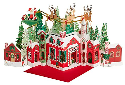 Hallmark Paper Wonder Pop-Up Jumbo-Weihnachtskarte, Weihnachtsmann- und Schlitten-Szenen-Design, mehrfarbig