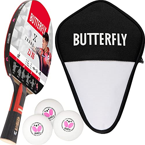 Butterfly Zhang Jike ZJX6 Tischtennisschläger + Tischtennishülle Cell Case I + 3*** ITTF R40+ Tischtennisbälle | Tischtennisschlägerset | Profi Set