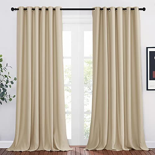 PONY DANCE Tende Termiche Isolanti per Interni con Anelli L200 x A260 cm | Oscuranti, 2 Pezzi, Beige, per Camera da Letto, Decorazione, Privacy, Anti-UV, OEKO-TEX, Eleganti, Pannelli Divisori