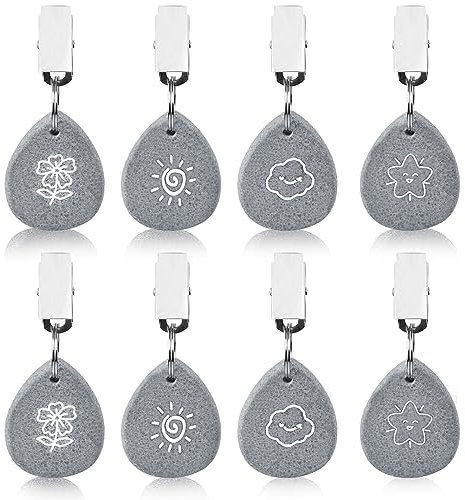 Zeuwets Pesi per Tovaglia, 8 Pezzi Ciondolo Tovaglia, Peso Tovaglia in Marmo, Pesi Tovaglie con 8 Clip, Pesi per Tovaglie da Tavola per la Interni Esterni Picnic Giardino Cucina Festa (Grigio)