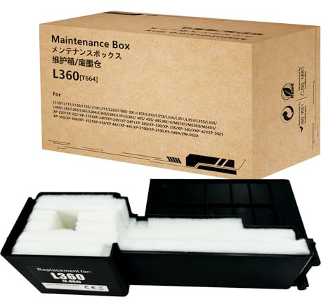 HEMEINY Collecteur d'encre de déchets Compatible avec Expression XP432 XP445 XP446 XP220 XP235 XP240 XP245 XP247 XP355 XP442 XP2100 EcoTank ET2500 ET2550 ET2600 ET2650 Imprimante (Boîte d'entretien)
