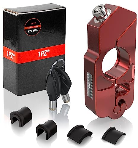 1PZ F7C-H0L Blocco manubrio moto Leva frizione freno Serrature di sicurezza Protezione antifurto con 2 chiavi per ATV Scooter ciclomotori blocco frizione acceleratore moto (rosso)