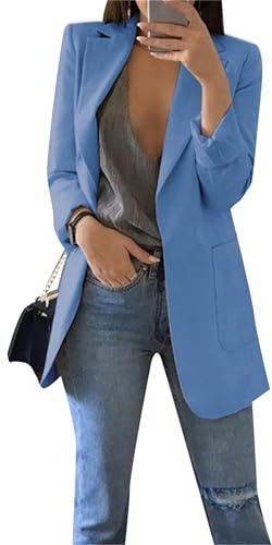 EFOFEI Damen Frühlings Kurz Mantel Jacke Mit Doppelter Seitentasche Elegant Langarm Blazer Mode Anzug Trenchcoat