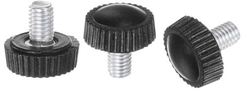 sourcing map 20pcs M5 x 8mm Metric Male Thread Knurled Knobs, Thumb Screw Clamping Knobs Grip Plastic Handle Hand Knobs with Threaded Stud, Black