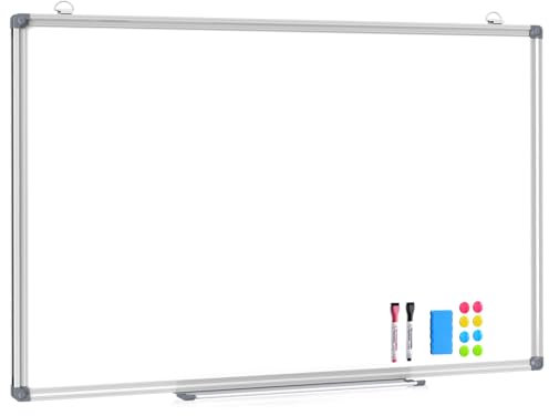 DOLLAR BOSS Magnetisches Whiteboard Groß, 90X150CM Magnettafel Groß Magnetpinnwand mit Whiteboard Stifte and White board Radiergummi, für Schule & Haus und Büro