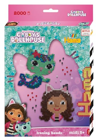 Hama Gabby's Dollhouse, Midi Hanging Box, Official Beads Arts and Crafts Kit for Boys and Girls Ages 5+, Gabby's Dollhouse Mess Free Creative Craft Gift