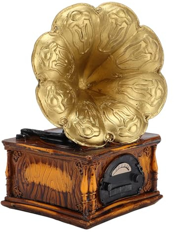 Tirelire en Forme De Tourne-Disque Rétro Européen, Tirelires Décoratives Money Box Maquette De Phonographe Statue Tirelire Or Gramophone Décoration Ornements