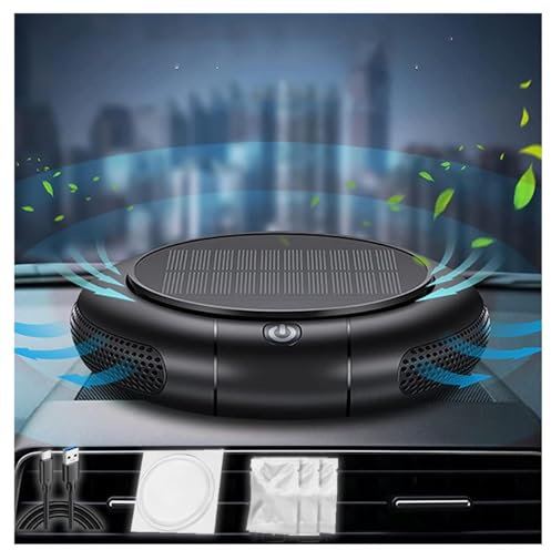 Purificador Aire Coche Difusor Aceites Esenciales 2 En 1, Con Sistema De FiltracióN HEPA Y Carga Solar, Elimina El 99,97% Del Polvo, El Humo, Los Olores Y Los AléRgenos (Con 2 Elementos Filtrantes)