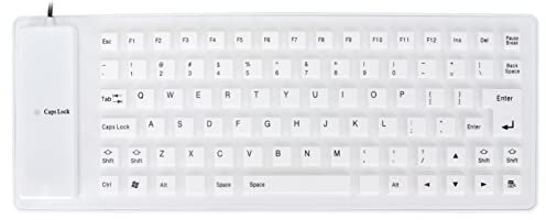 Tbest Silicone Keyboard Fully Sealed Design Lightweight Portable Silent Soft Comfortable USB Wired Silicone Keyboard for PCWhite Computer Accessories & Peripherals (White)