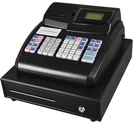 Cashwise Elektronische Registrierkasse, multifunktionale Registrierkasse mit 48-Tasten-Tastatur und kundenorientiertem digitalem LED-Display, für kleine Unternehmen, Einzelhändler, Gewerbe