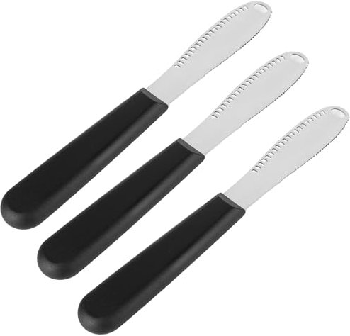 Rablue Butter Knife, 3 in 1 Stainless Steel Butter Knives Butter Spreader with Serrated Edges and Scraping Holes Easy Spread for Cutting and Spreading Butter Cheese Peanut Butter Jam Slicer(3 PCS)