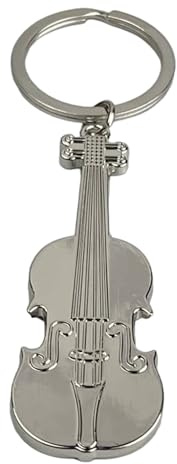 Porte-clés pour violon argenté - Porte-clés d'instrument de musique violon violet violoncelle contrebande - Accessoire pour amateurs de musique, instruments de musique, etc. - Porte-clés unisexe pour