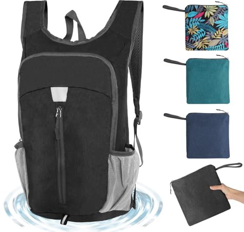 Guittly Faltbarer Rucksack 20l, Faltbarer Rucksack Wasserdicht, Packbare Backpacks Ultraleicht Tagesrucksack für Damen Herren Outdoor Wandern Camping Klettern