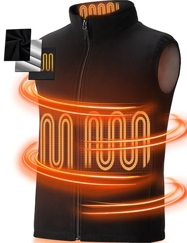 SOLJIKYE Gilet Riscaldato Uomo Donna, Giubbotto Riscaldato Morbido e Caldo, Giacca Riscaldata con 3 Temperature (Batteria Escluso). Giubbino Riscaldato per Escursionismo Ciclismo Caccia,Nero, XL