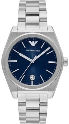 Emporio Armani Watch for Men, Quarz-Dreizeigerwerk und 41mm Gehäusegröße mit Edelstahlarmband