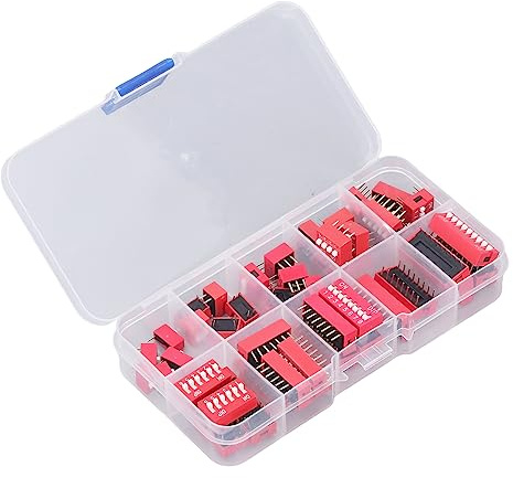 45 Piece Assorted Dip Switch Kit: Ideal for Circuit Breadboards, 1P to 9P Ranges, 2.54mm Mini Toggle Slide Included