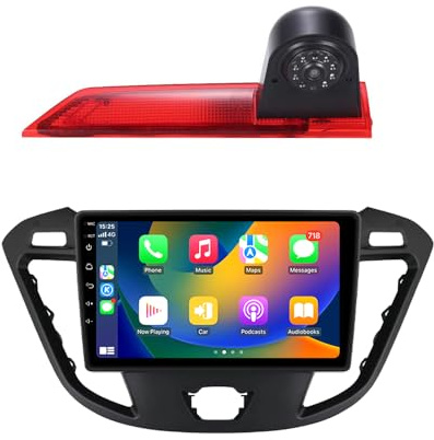 9 Android Auto GPS Radio Navigator Carplay Replacement for Ford Transit Custom 2012-2016 with Bluetooth FM USB TPMS SWC WiFi DVR RDS Dab+caméra de Voiture HD