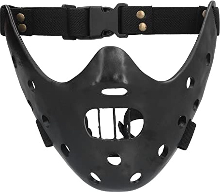 Masque d'agneau Hannibal Lecter d'halloween, Conception de Forme Unique en résine réglable à rigidité Noire, Attire l'attention sur Le Masque de Cosplay Tueur à Demi-Visage.