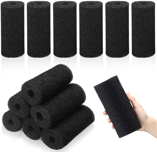 Gulfmew 12 Pack 5.9'' Big Pre-Filter Sponge Foam Replacement Filtration Kit for Aquarium, 0.8 Intake Shrimp Fry Fish Tank Filter, Replacement Foam Cover